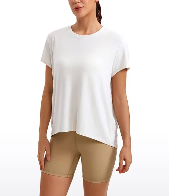 CRZ YOGA Women's Loose Fit Flowy Crew Neck Short Sleeve Yoga
