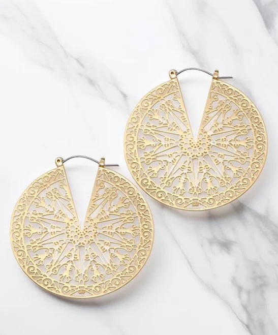 Lightweight Delicate Filigree Hoop Earrings