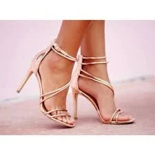 Steve Madden Fico Rose Gold Metallic Strappy Heels, Women's Size 8