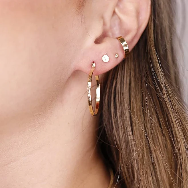 Hammered Gold Filled Hoop Earrings