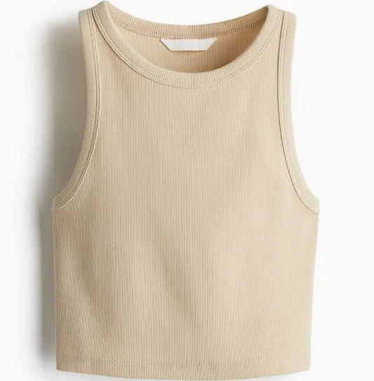 H&M Ladies Cropped Ribbed Tank Top