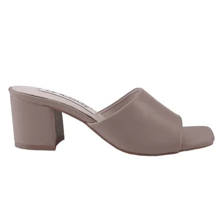 Women's Open Toe Slip On Block Chunky Heel Mules