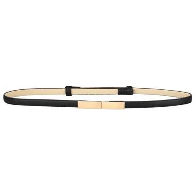 Inspire Chic Women's Skinny Faux Leather Waistband with Gold Buckle