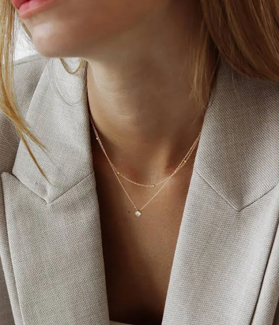 18K Gold Plated Stainless Steel Dainty Layered Necklace