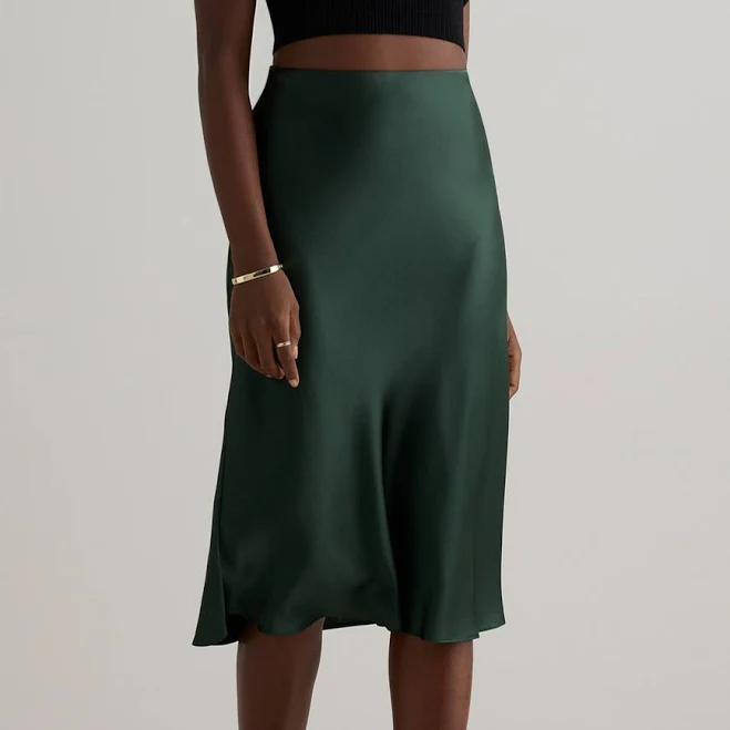 100% Washable Silk Skirt | Quince in Forest Green