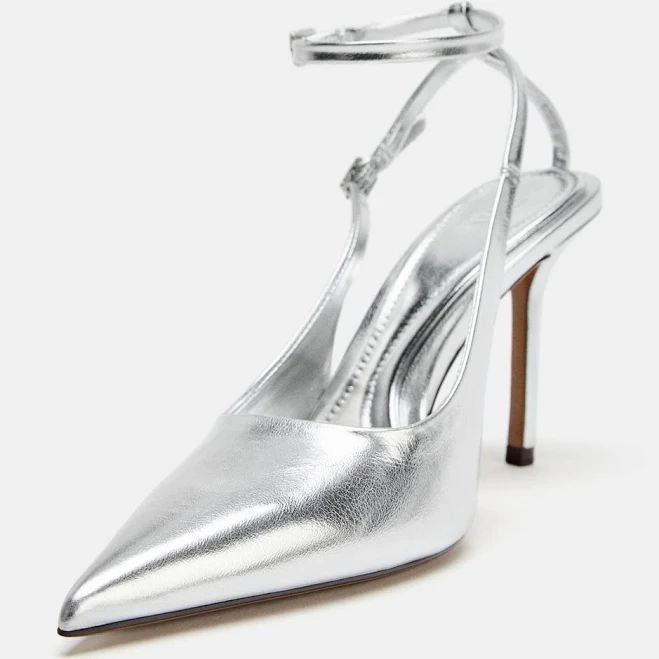 Zara Metallic Slingback Shoes