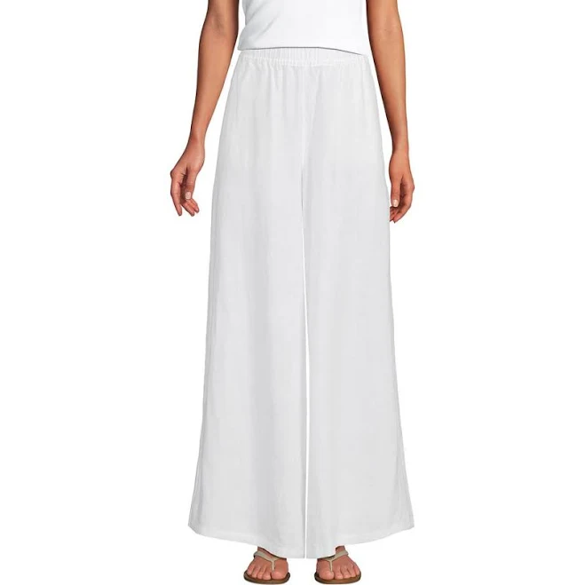 Lands' End Women's Linen High Rise Palazzo Pants