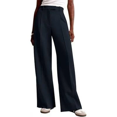 BLUEMING Women’s Elevated High-Waist Trousers Fluid Wide-Leg Silhouette with Flowy Trousers with Drape Professional Office Pants