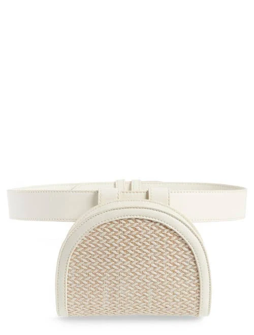 Leith Women's Straw & Faux Leather Belt Bag