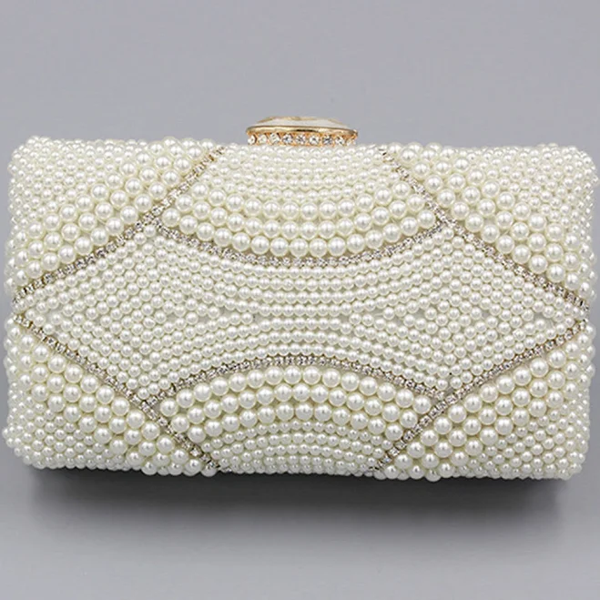 Berylove Women's Beaded Pearl Shoulder Chain Clutch