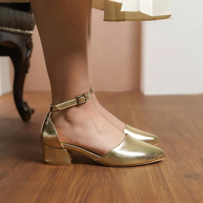 Women's Vegan Leather Low Block Heel Sandals