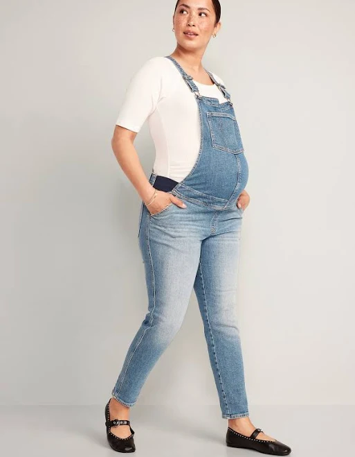Old Navy Maternity Side-Panel OG Straight Jean Overalls