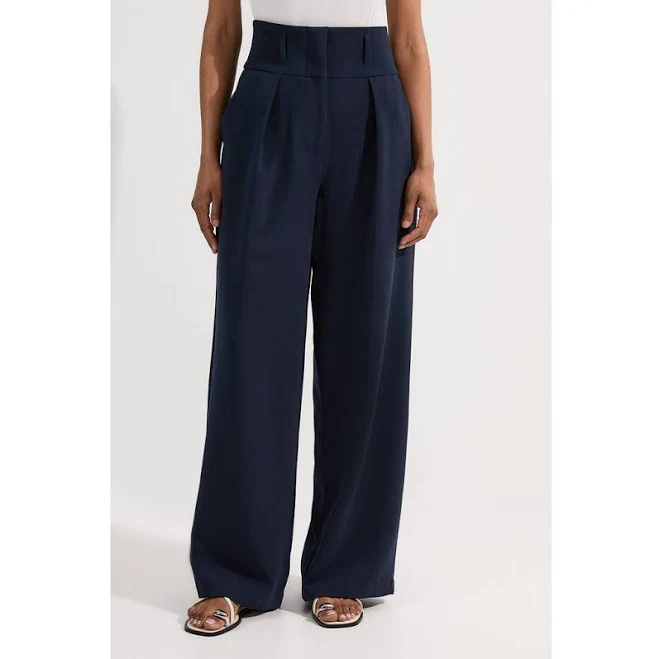 Karen Millen Compact Stretch Essential Tailored High Waist Wide Leg Pants