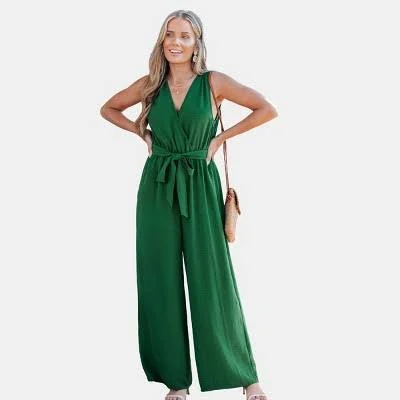 Cupshe Women's Elegant Sleeveless V-Neck Wide Leg Jumpsuit