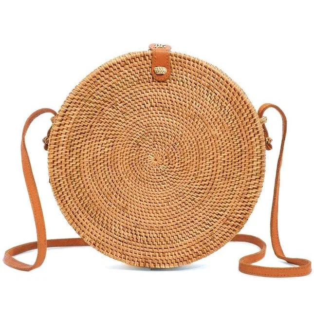 Amerii Round Straw Crossbody Bag