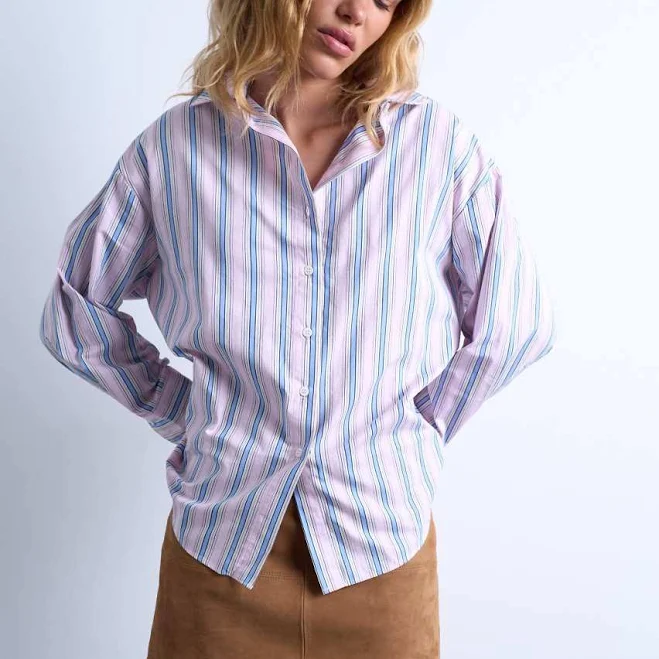 Topshop Women's Oversized Stripe Shirt