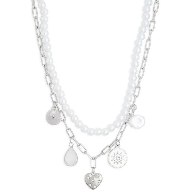 BP. Layered Chain Link Charm Necklace in Rhodium Multi at Nordstrom