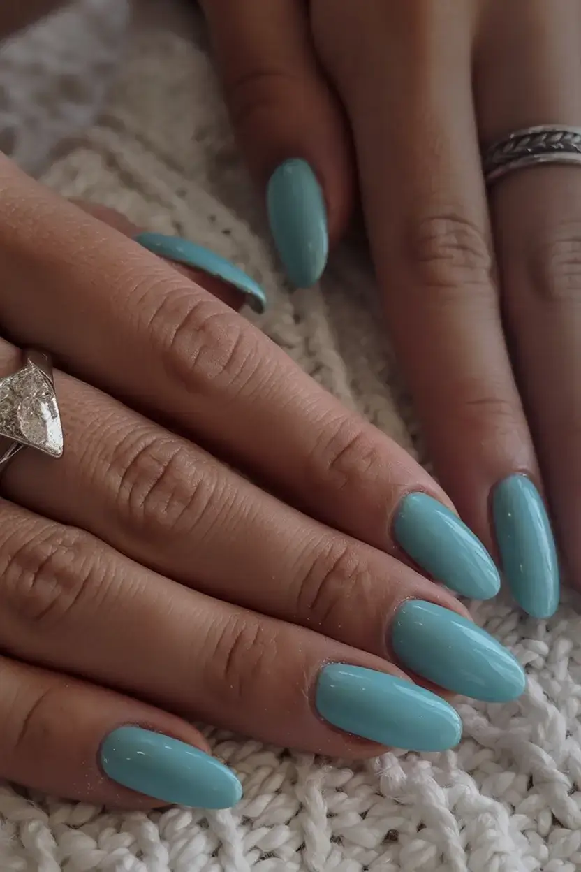 sophisticated spring long nails 2026 trends Soft Aqua Almond Nails That Bring Fresh Spring Energy