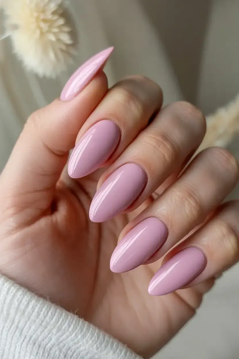sophisticated spring long nails 2026 trends Soft Blush Pink Almond Nails for Classic Spring Femininity