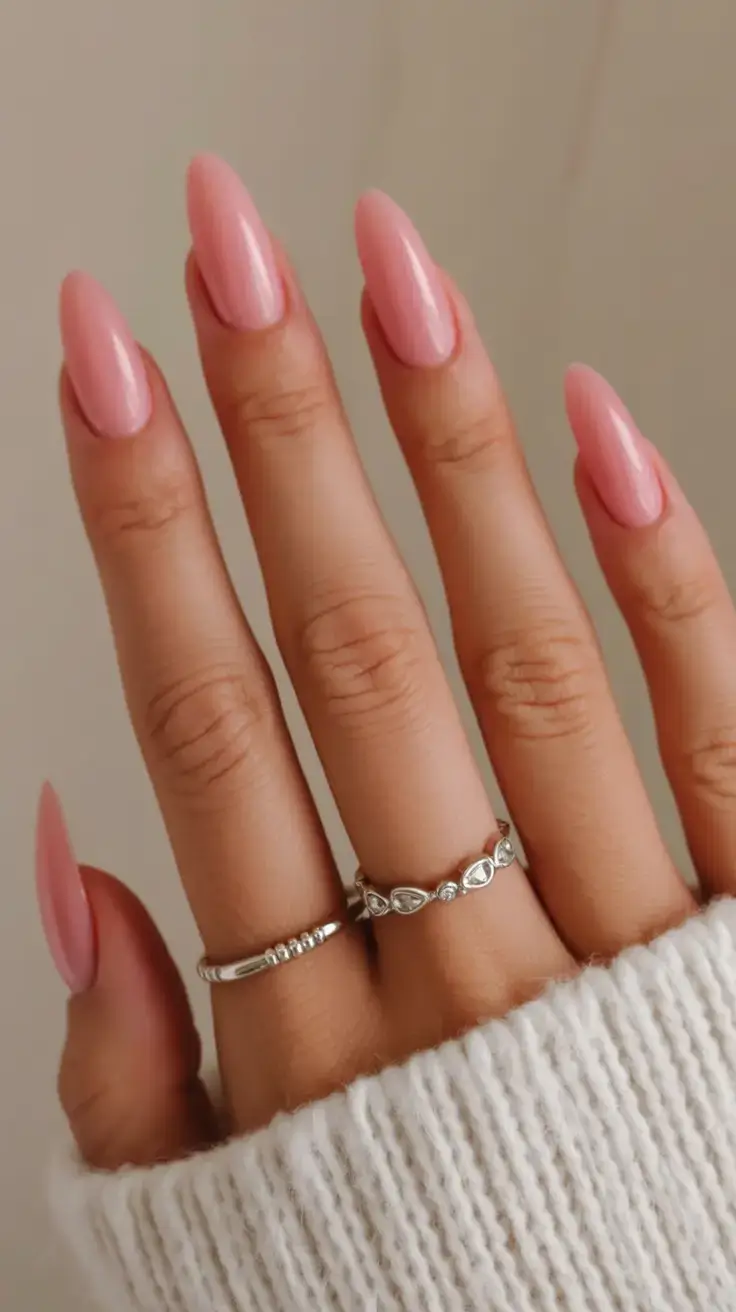 sophisticated spring long nails 2026 trends Sheer Rosy Almond Nails for Elegant Everyday Style