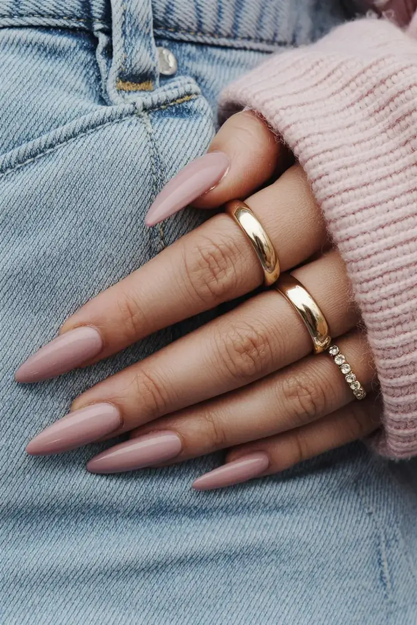 sophisticated spring long nails 2026 trends Soft Nude Almond Nails for Effortless Everyday Elegance