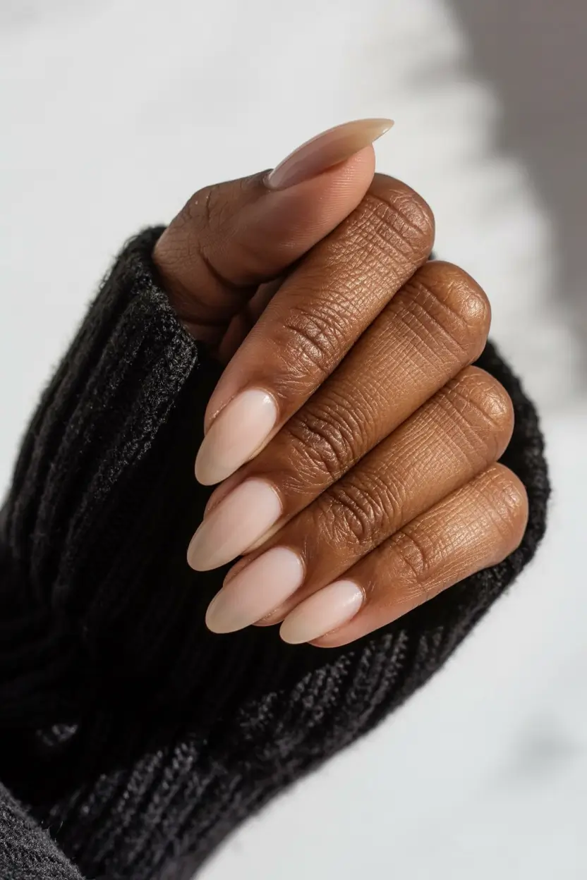 top spring nails for tan skin 2026 Minimal Cream Almond Nails for Everyday Spring Chic