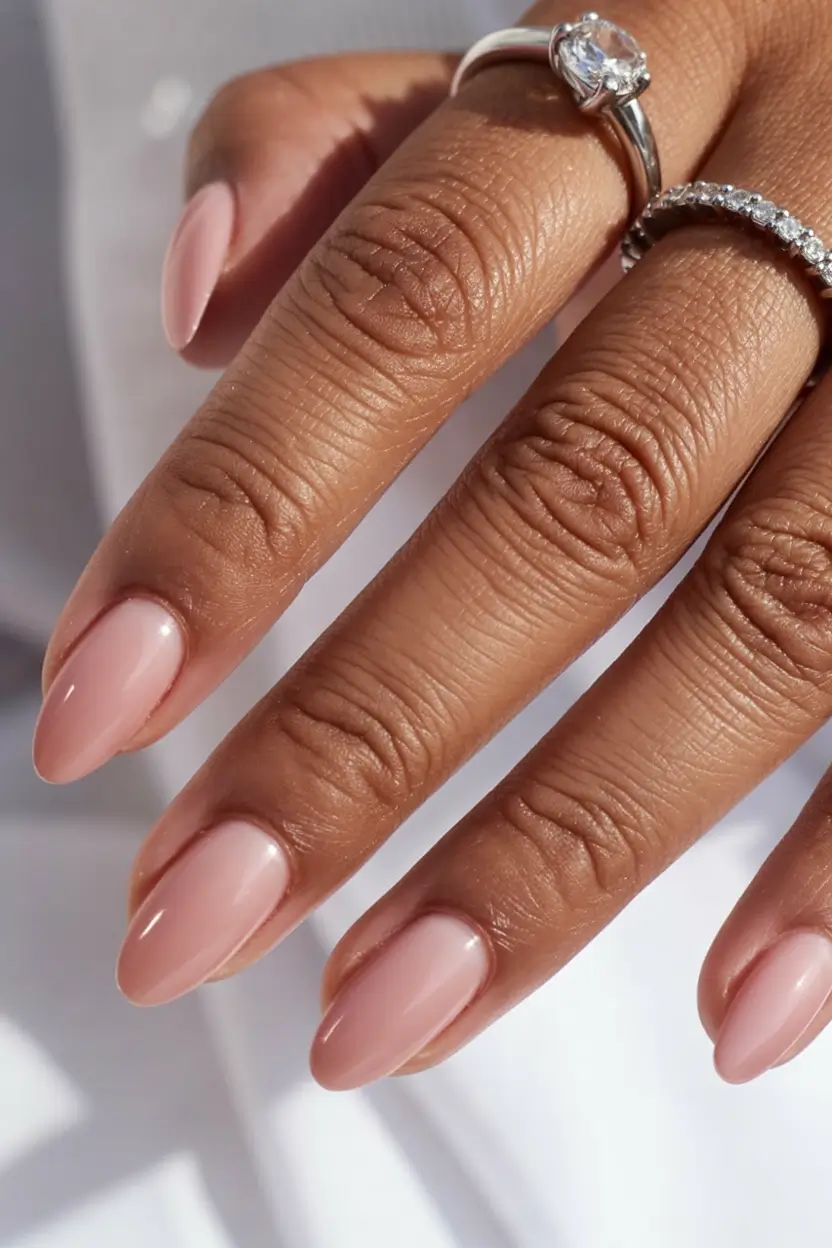 top spring nails for tan skin 2026 Milky Nude Almond Nails for a Clean Minimal Spring Look