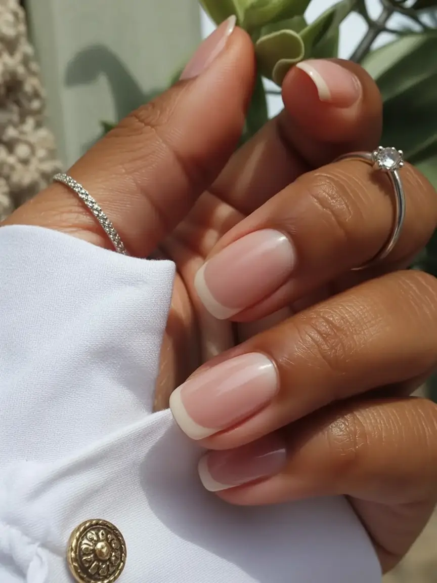 top spring nails for tan skin 2026 Classic Sheer Pink French Nails That Never Go Out of Style