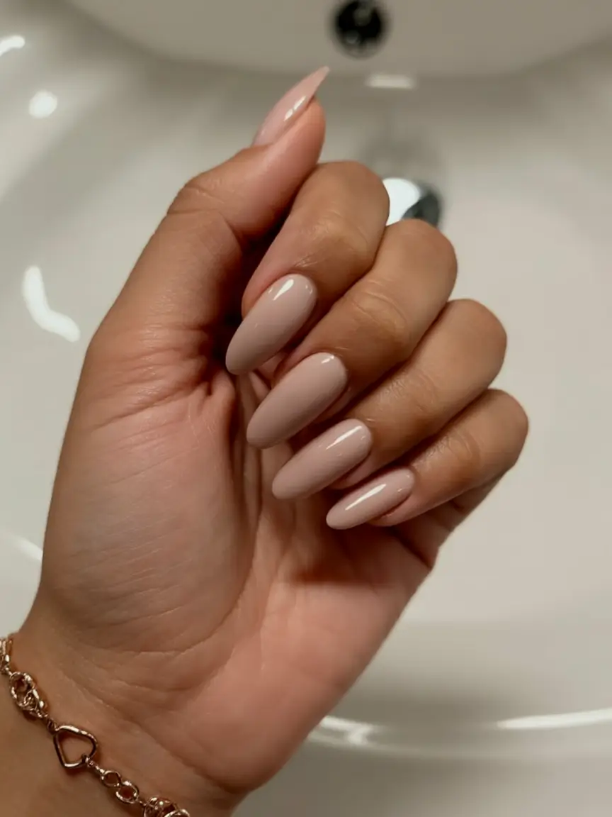 top spring nails for tan skin 2026 Classic Creamy Nude Almond Nails for Soft Spring Elegance