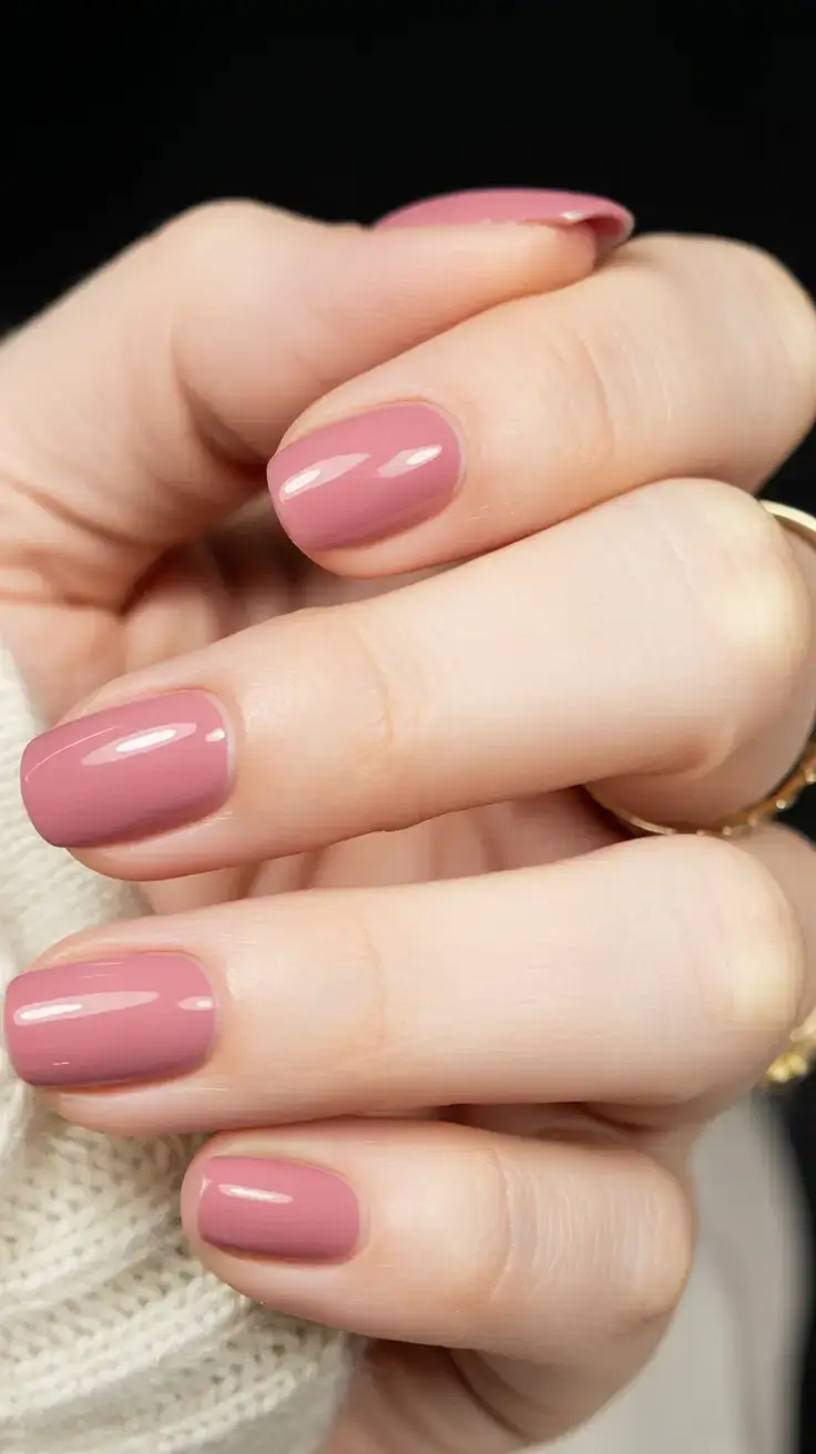 trendy spring nails 2026 for pale skin Dusty Rose Short Nails Feminine Classic