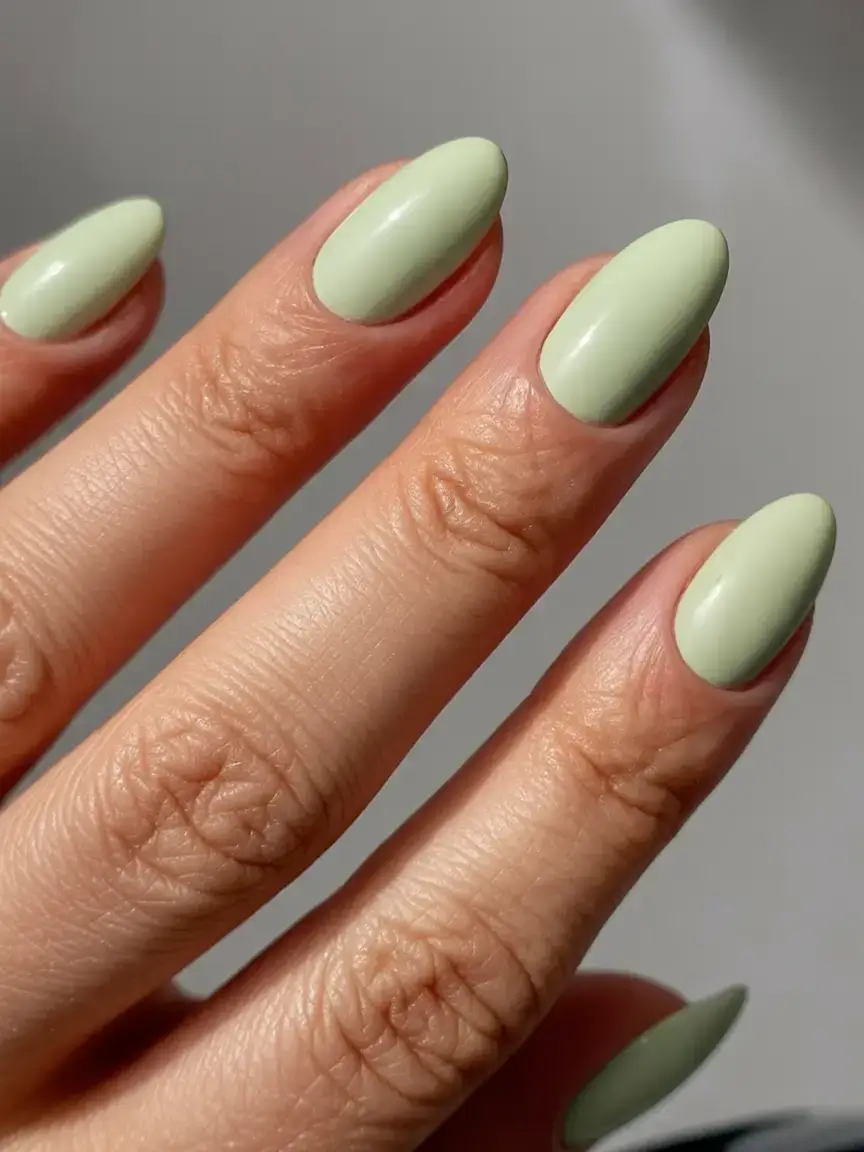 trendy spring nails 2026 for pale skin Pistachio Green Almond Nails Fresh Spring Color