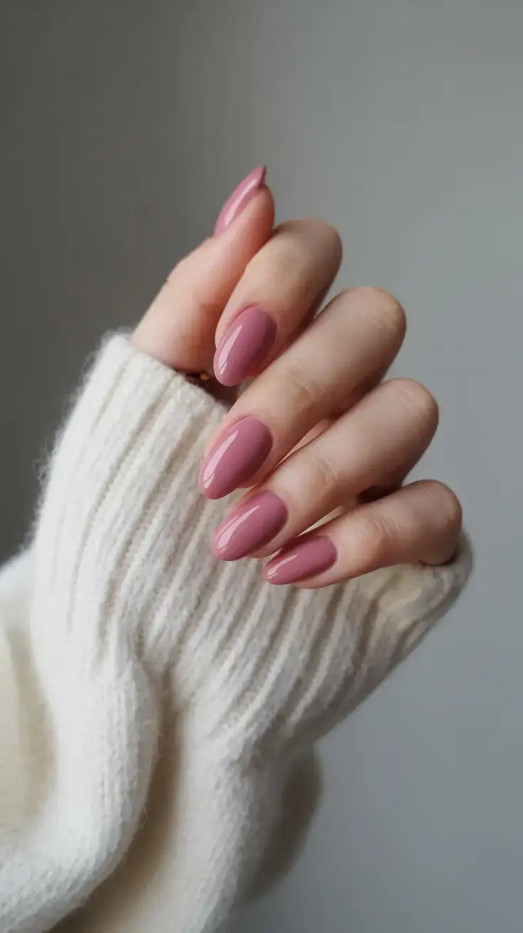 trendy spring nails 2026 for pale skin Soft Rosy Almond Nails Polished Pink
