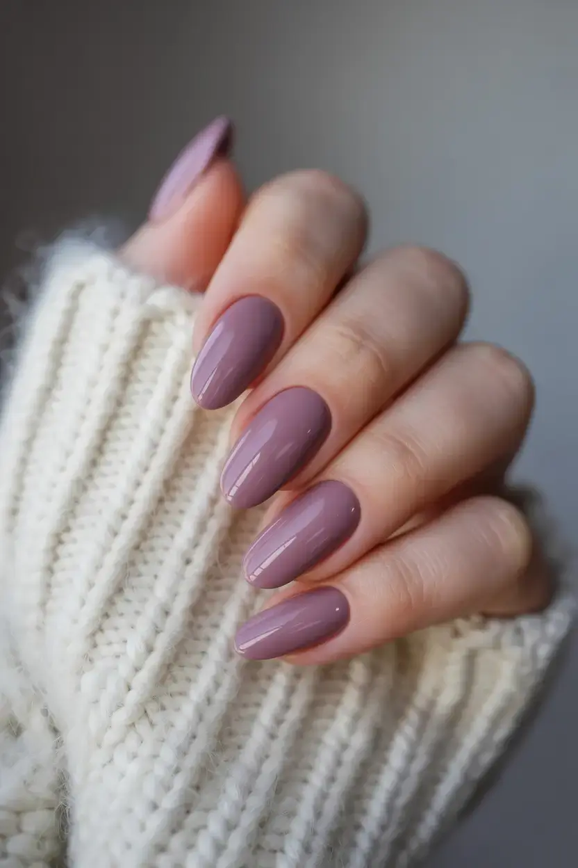 trendy spring nails 2026 for pale skin Muted Lavender Mauve Nails Soft Cool Toned Spring