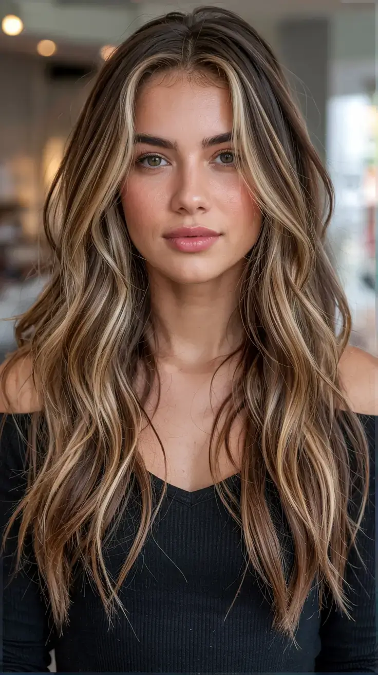 warm spring caramel hair color 2026 Sunlit Caramel Dimension with Effortless Center Part