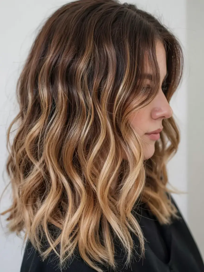 warm spring caramel hair color 2026 Soft Caramel Waves for Modern Mid-Length Hair