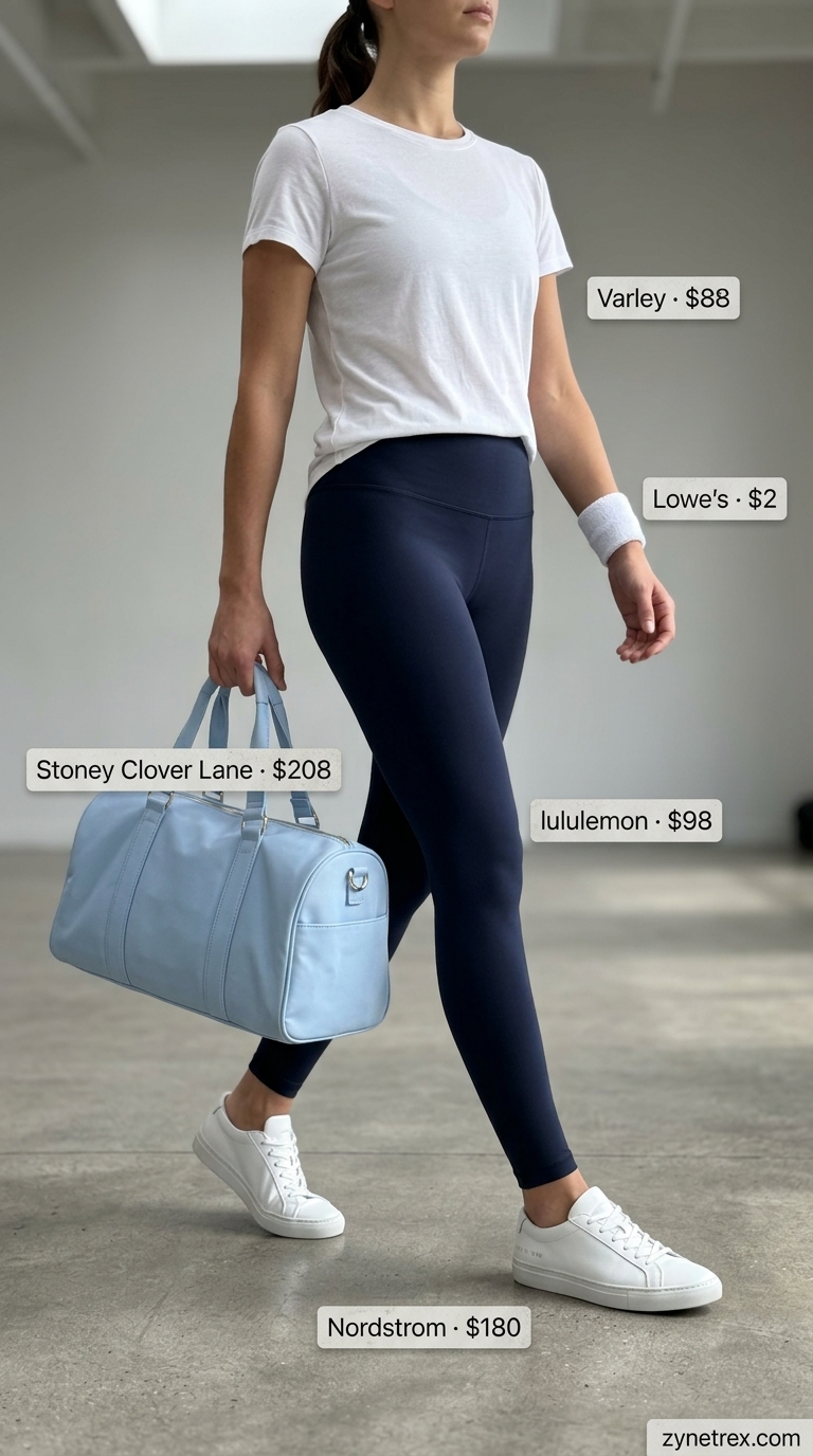 Classic navy blue matching set for gym, breathable summer activewear for women 2026.
