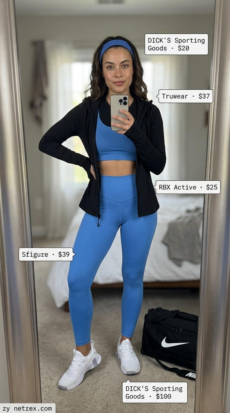 Breathable summer activewear for women 2026: Electric blue matching set for gym workout, HIIT class, running.