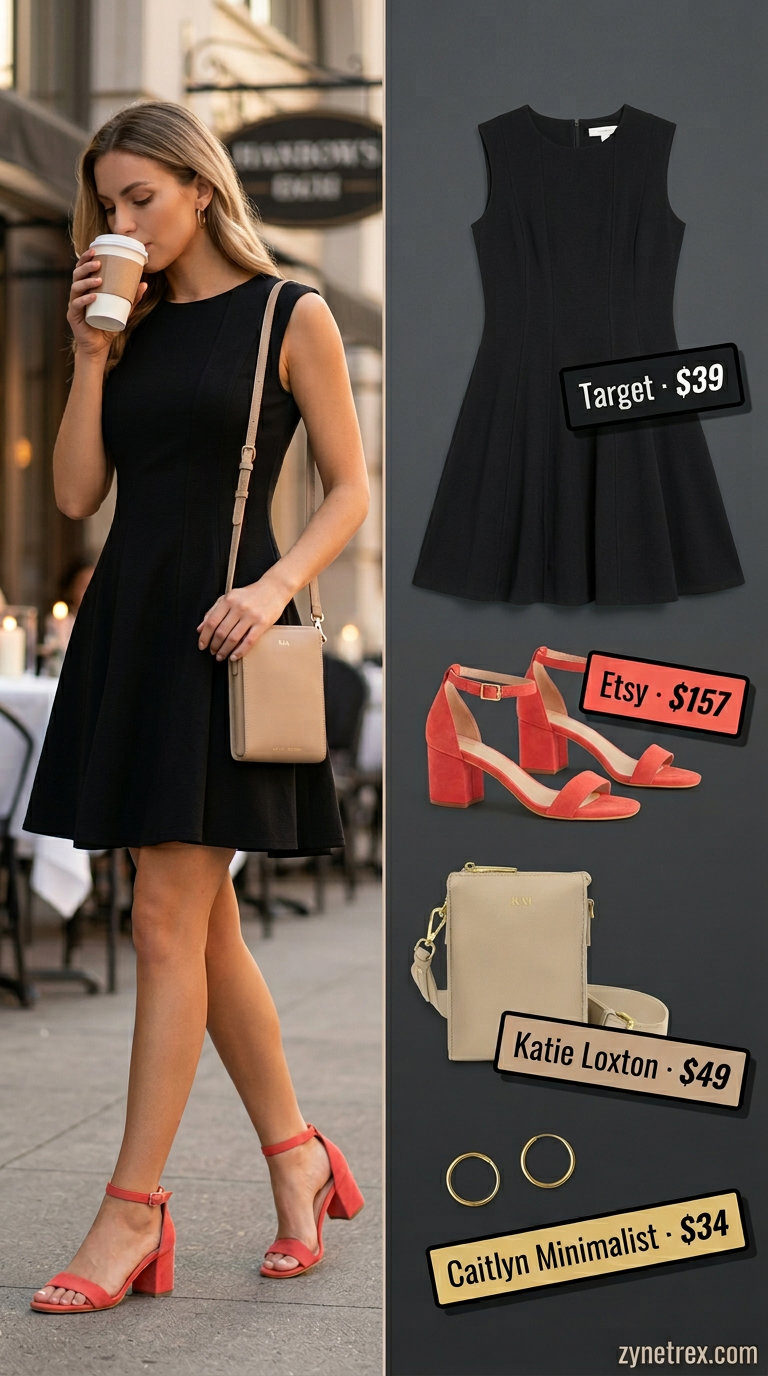 Casual Summer Date Night Outfits 2026: White Eyelet Dress Chic white eyelet mini dress with coral block heels for casual summer date night outfits for women 2026.