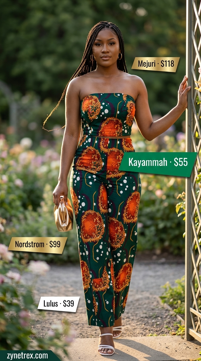 Joyful abstract floral matching set for women over 30, perfect for summer parties or vacation dinners in 2026.