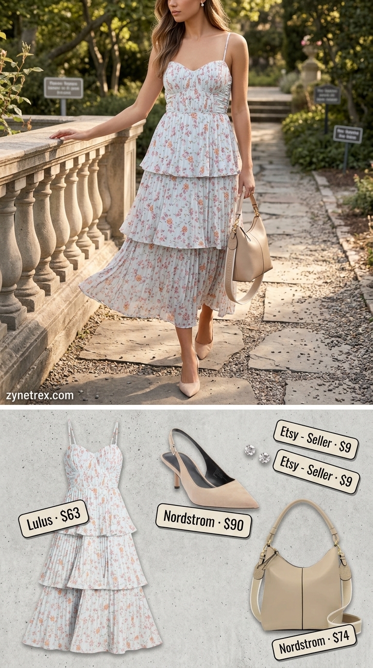 Polished blue floral summer sleeveless dress 2026 for daytime events.