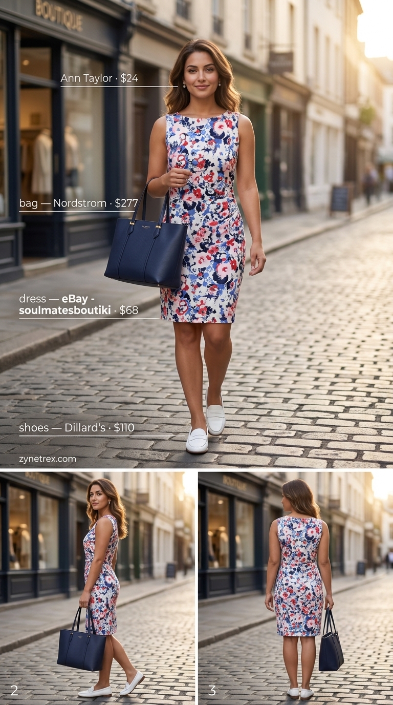 Navy and pink floral sleeveless mini dress for preppy summer days.