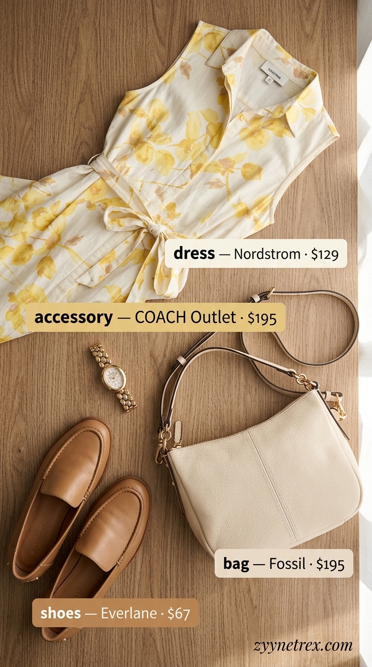 Polished floral summer sleeveless dress 2026 shirtdress with loafers and crossbody for weekend getaways.