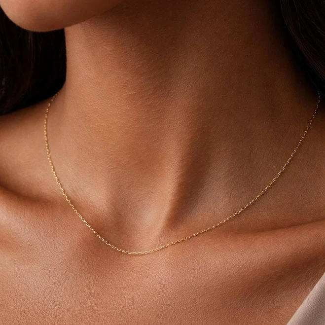 accessory 18K Solid Gold Minimalist Necklace Etsy - Seller $230