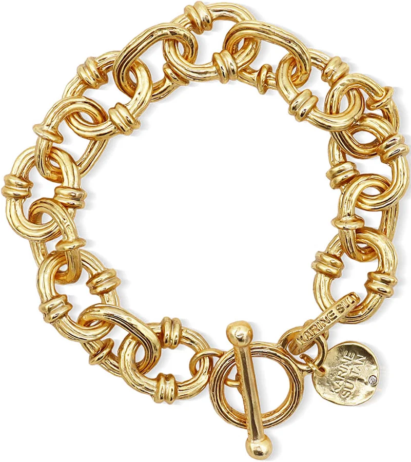 accessory 24kt Gold Plated Chunky Chain Layering Bracelet Karine Sultan $88
