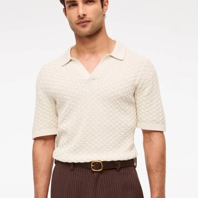 top Abercrombie & Fitch Men's Pima Cotton Johnny Collar Sweater Polo Abercrombie & Fitch $24.97