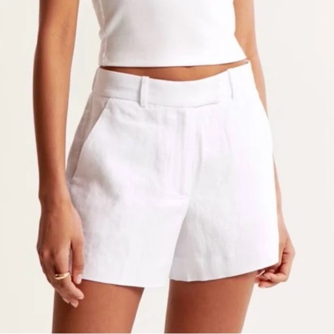 shorts Abercrombie & Fitch Shorts | Abercrombie $ Fitch Linen Blend Shorts. Ultra High Waist. | Color: White | Size: 28 | Eefraimson's Closet Poshmark $35