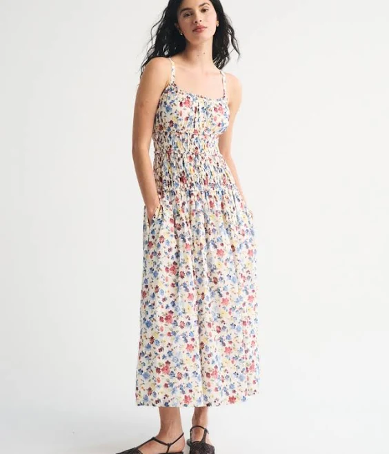 dress Abercrombie & Fitch Women's Bra-Free Smocked Drop-Waist Maxi Dress Abercrombie & Fitch $130