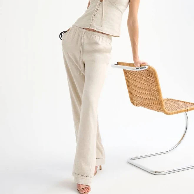 bottom Abercrombie & Fitch Women's Linen-Blend Pull-On Pants Abercrombie & Fitch $80