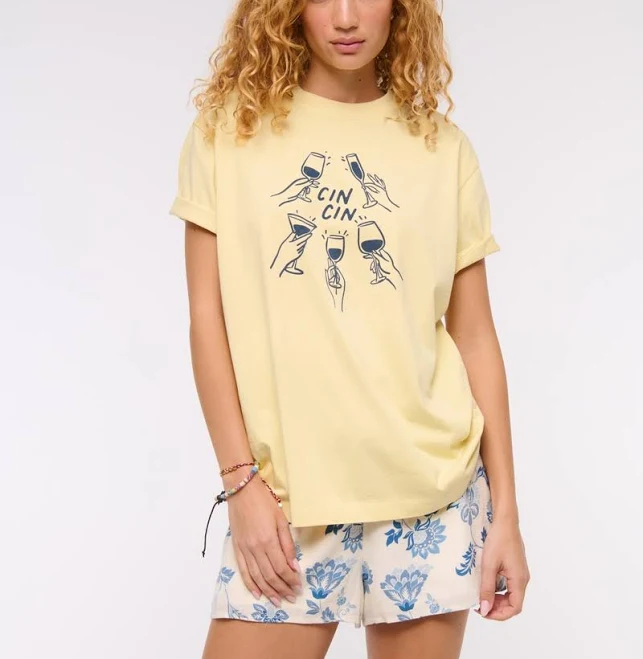 top Abercrombie & Fitch Women's Oversized Cin Cin Graphic Tee Abercrombie & Fitch $26.99