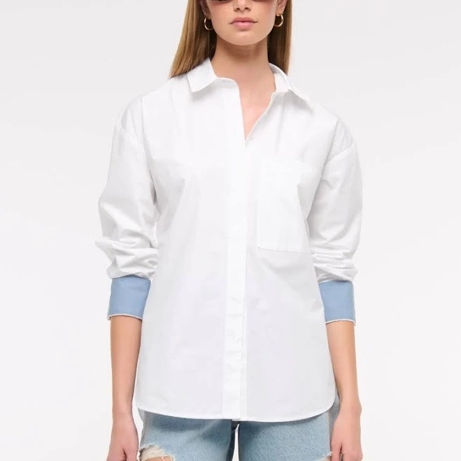 outerwear Abercrombie & Fitch Women's Oversized Poplin Shirt Abercrombie & Fitch $60